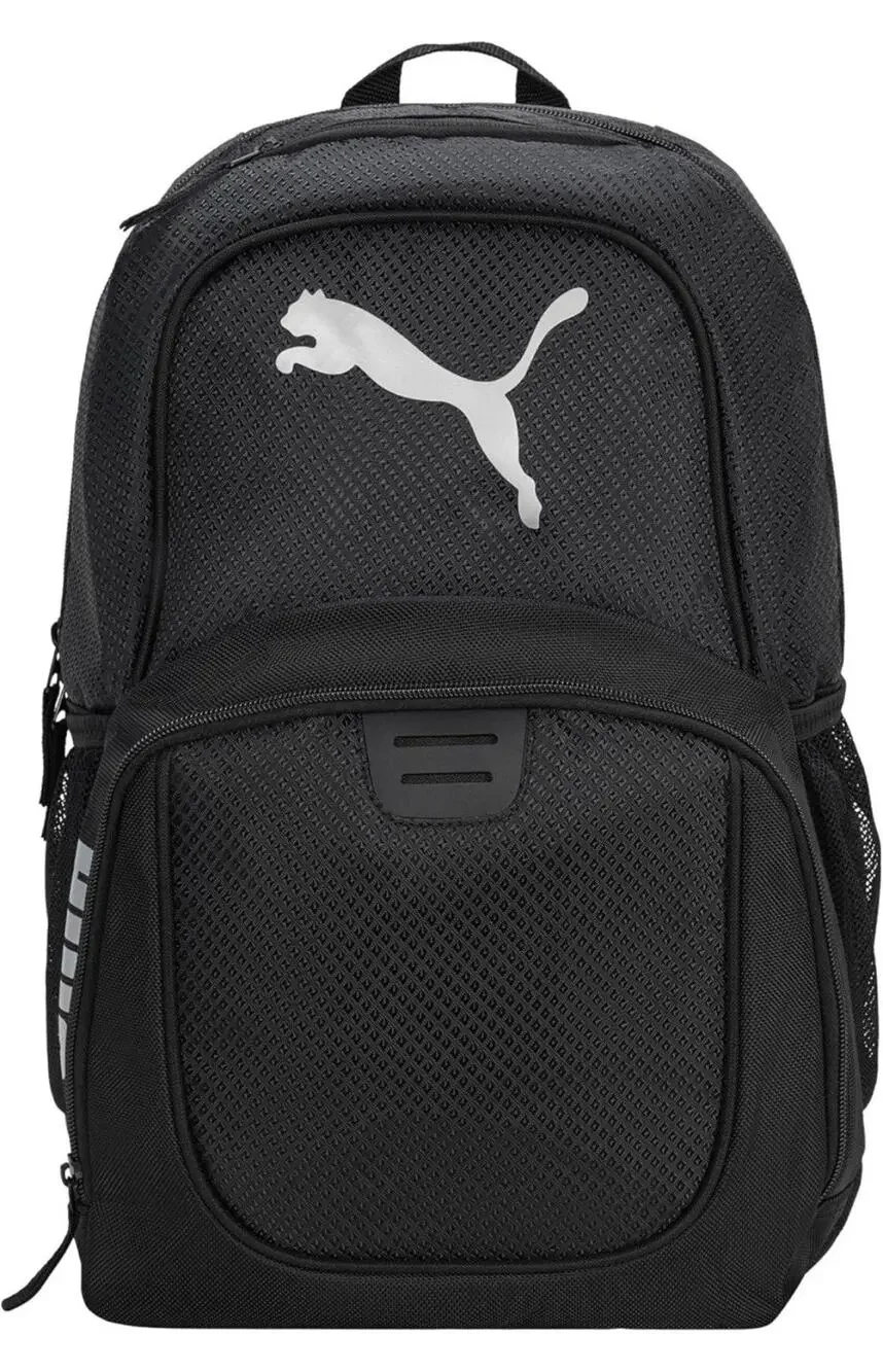 PUMA Evercat Contender Backpack Black Silver Logo Laptop School Gym NWT OS